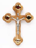 Olive Wood Roman Cross_ Silver Oxide Crucifix with Four Holy Objects Lenses