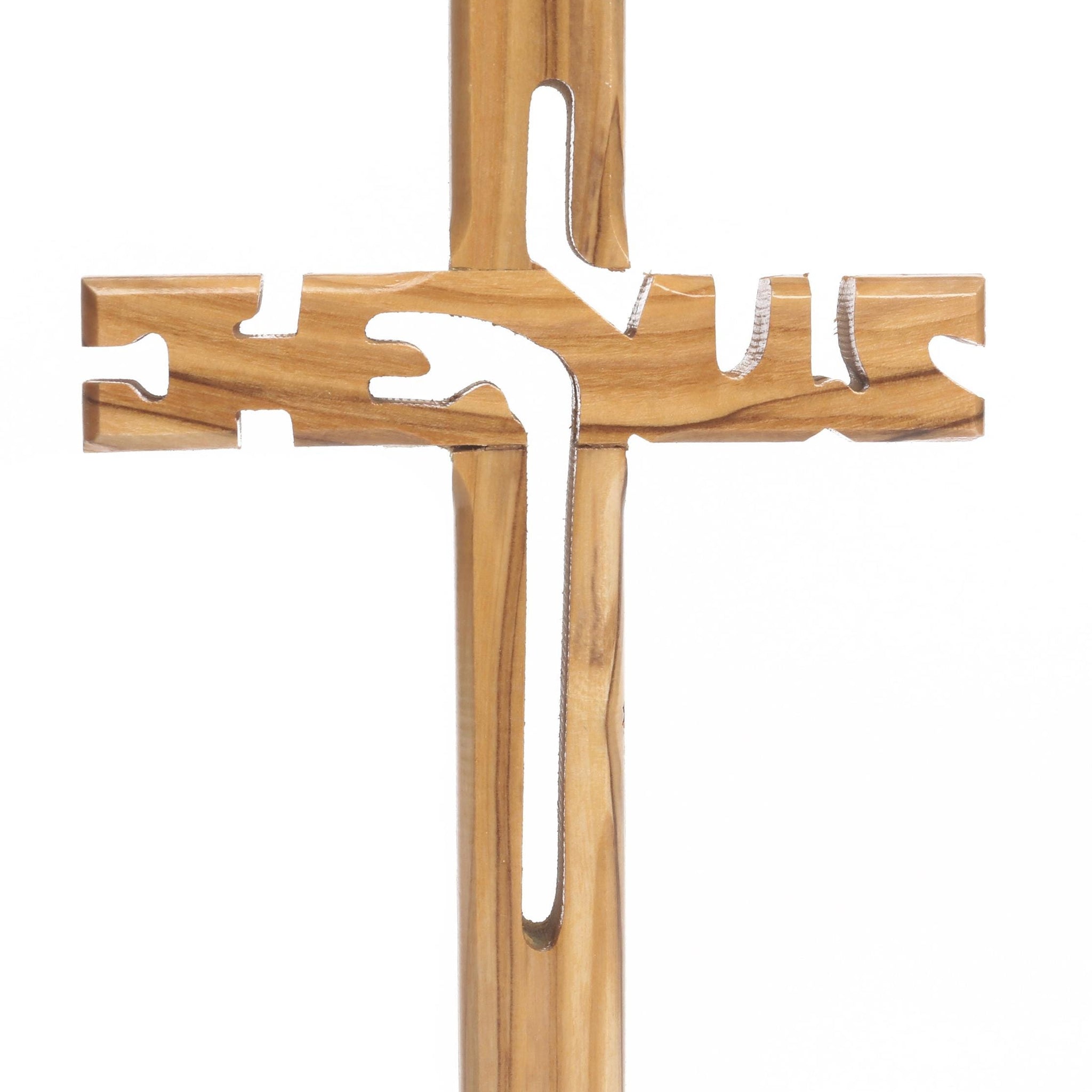 Olive Wood Cross_ Jesus Cut Out Wall Item