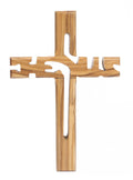 Olive Wood Cross_ Jesus Cut Out Wall Item