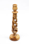 Olive Wood Candle Holder_ Spiral Candlestick