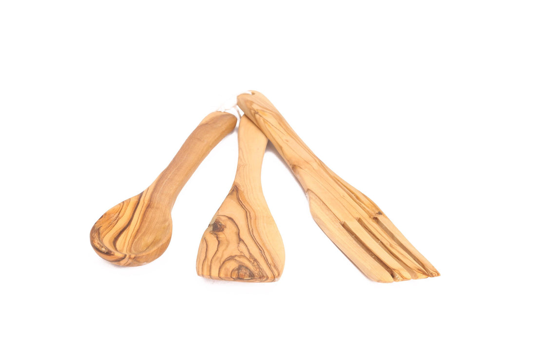 Olive Wood Kitchen Utensils Set A