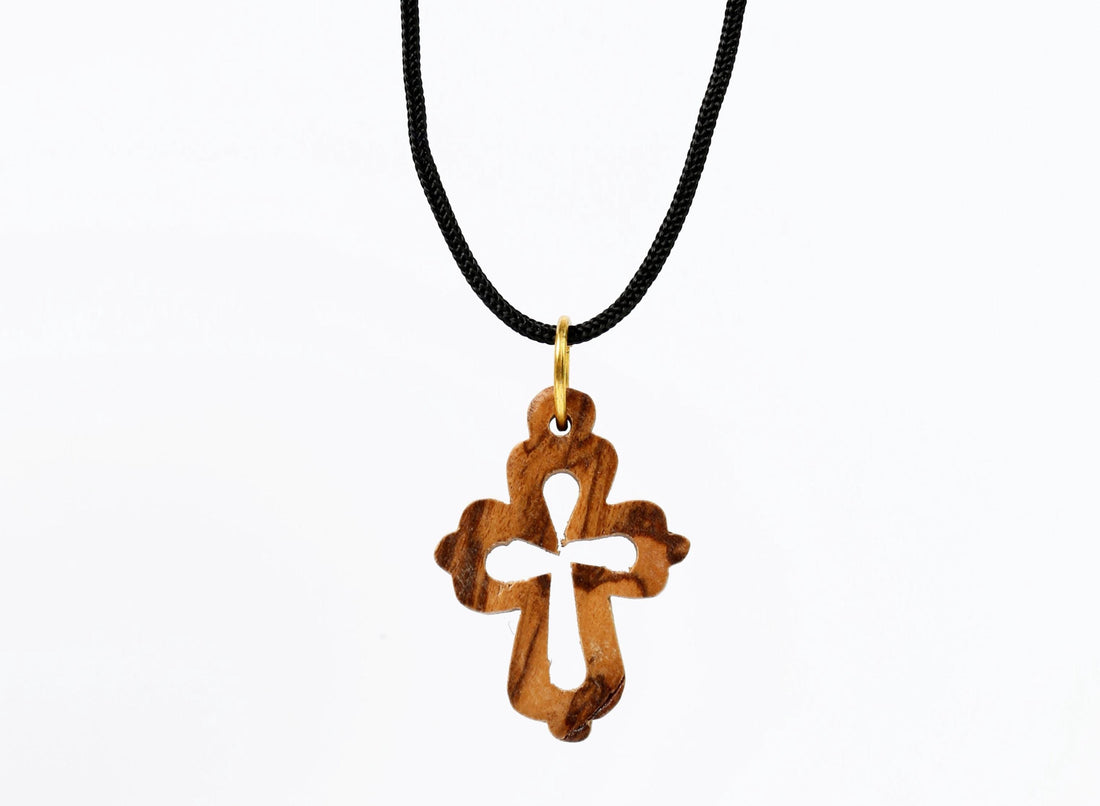Olive Wood Pendant_ Hollow Roman Cross