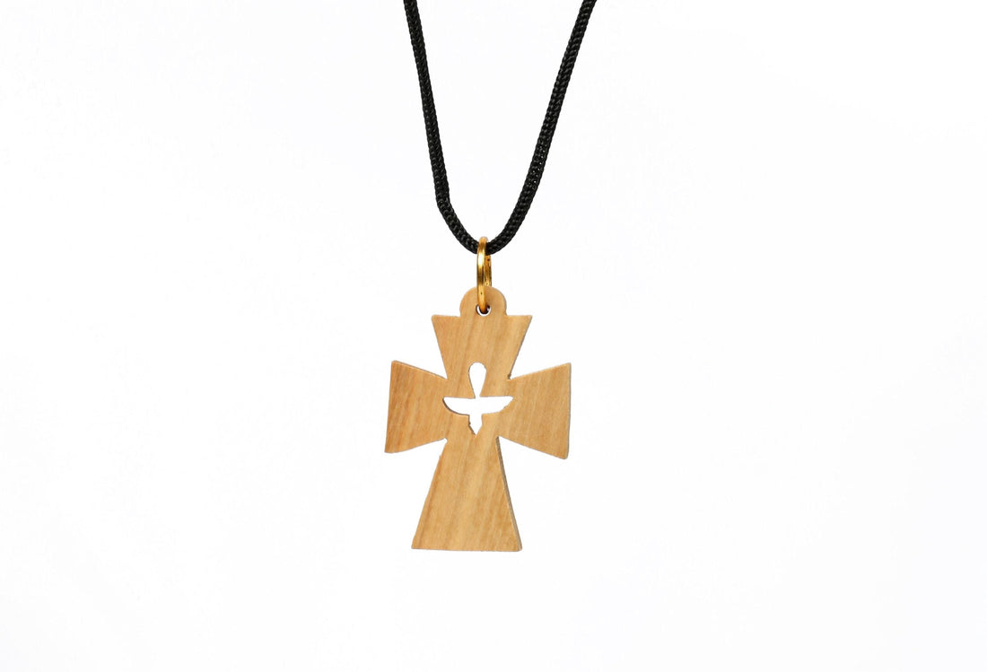 Olive Wood Pendant_ Cross with Hollow Holy Spirit