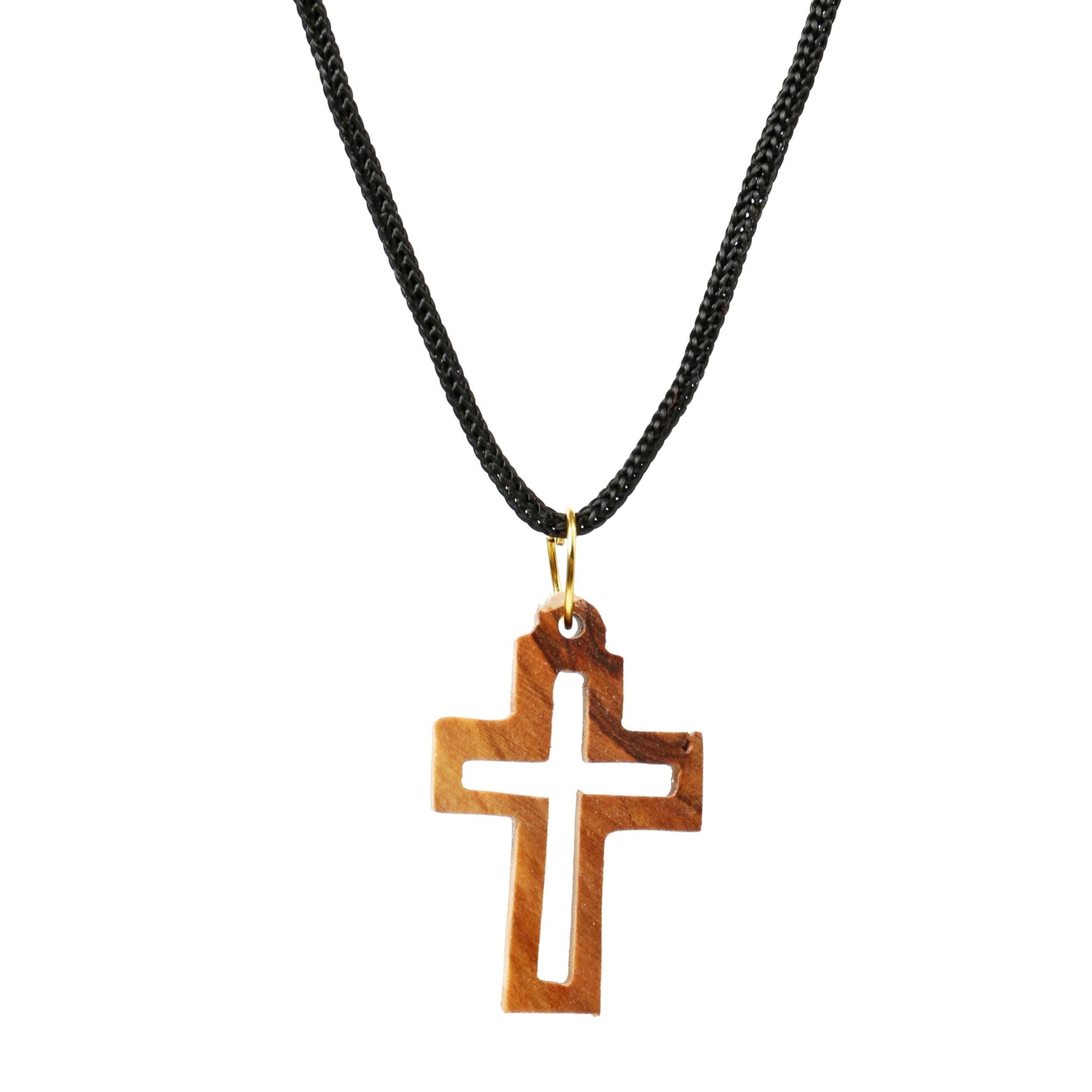 Olive Wood Pendant_ Hollow Latin Cross