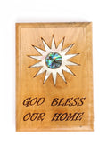 Olive Wood Magnet_ "God Bless our Home" with Mother of Pearl Star of Nativity