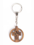 Olive Wood Keychain_ Circular Jesus Cross