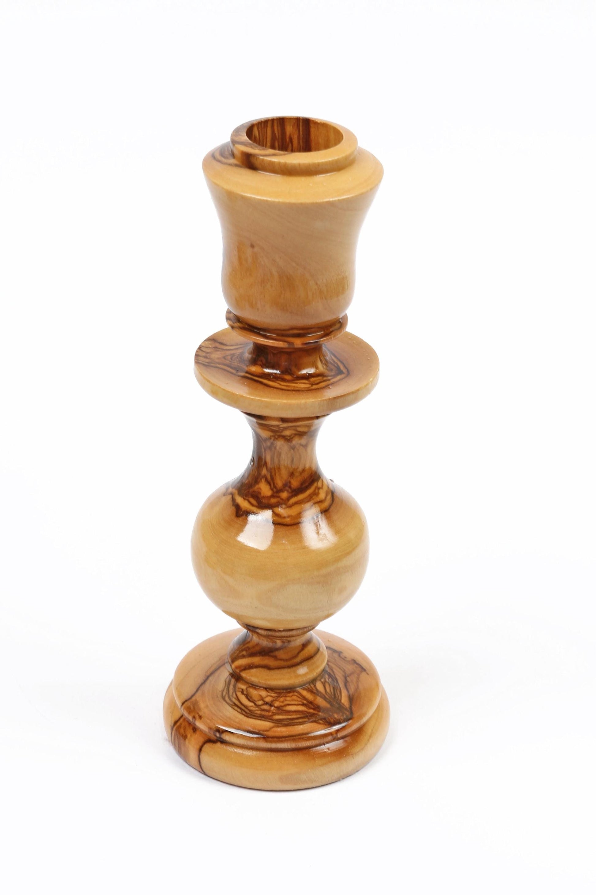 Olive Wood Candle Holder_ Oriental Design