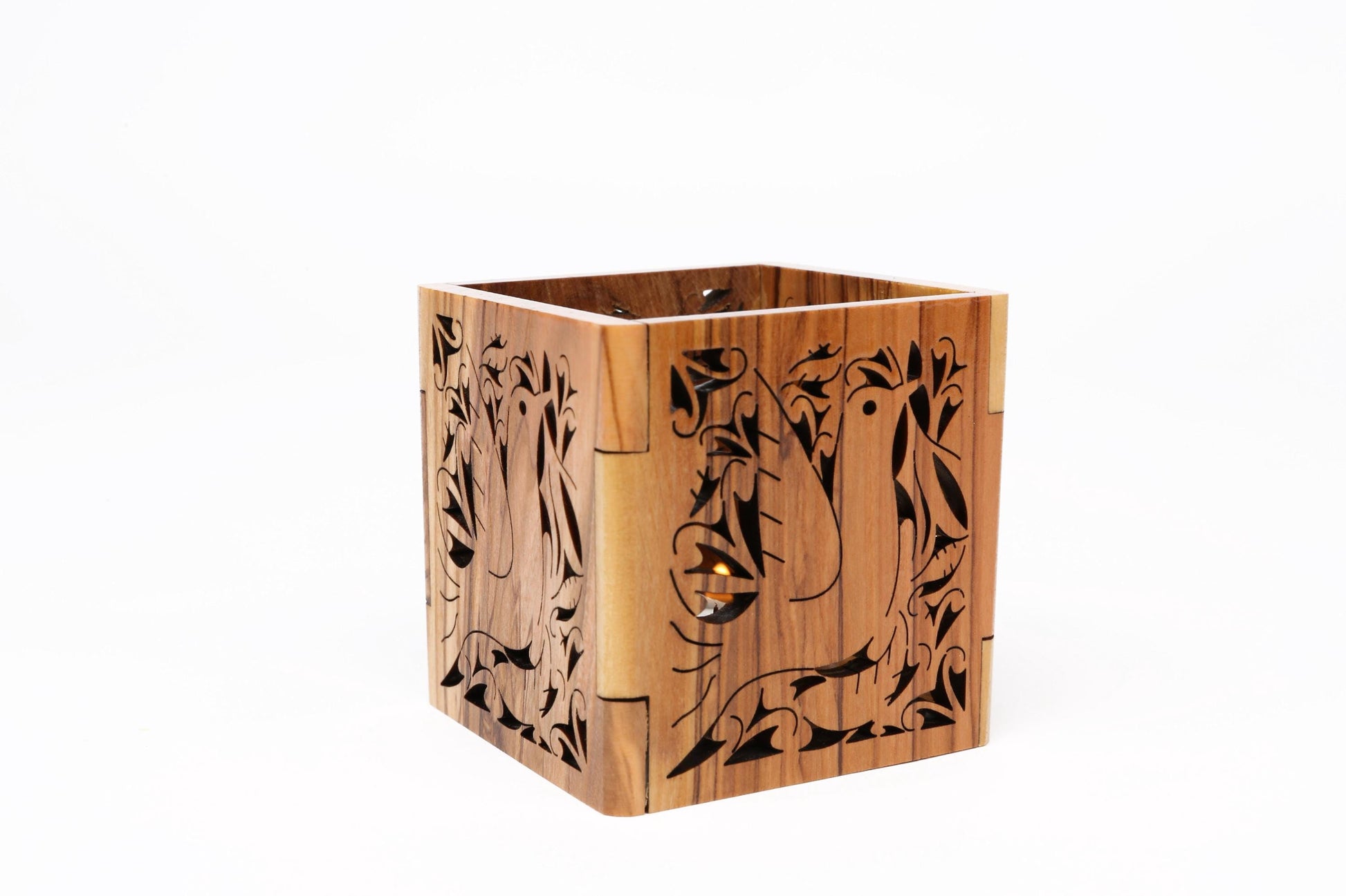 Olive wood Candle Holder_ Dove Votive