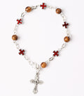 Olive Wood Bracelet_ Red Crosses