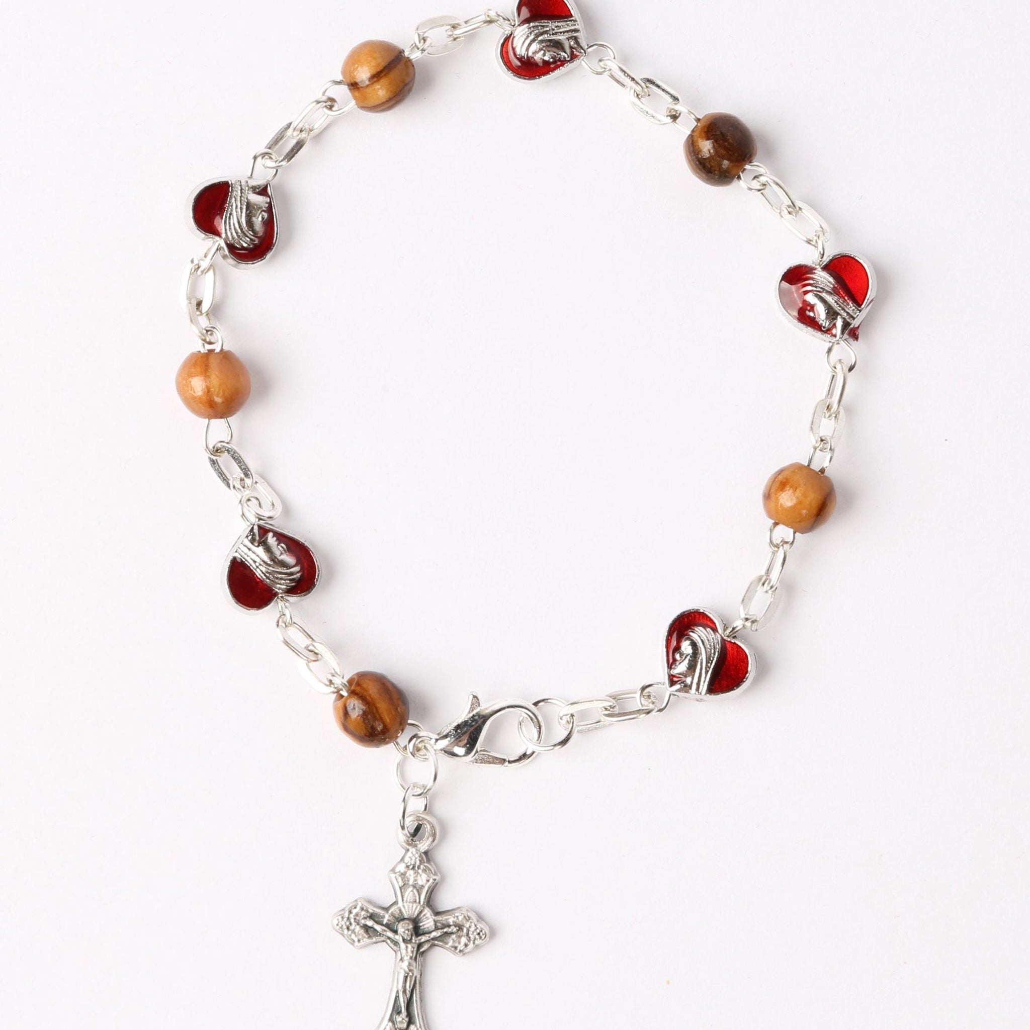 Olive Wood Bracelet_ Red Hearts