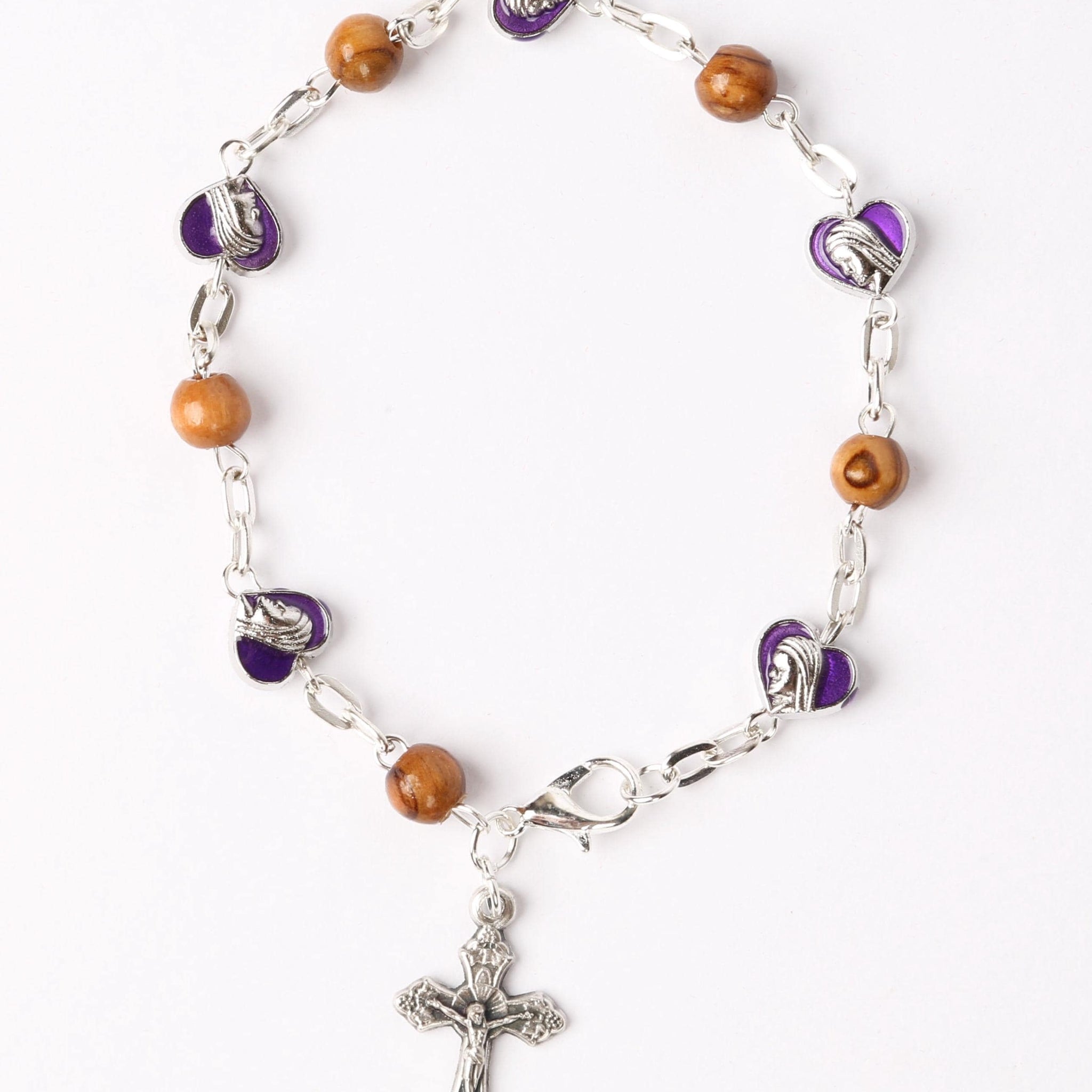 Olive Wood Bracelet_ Purple Hearts