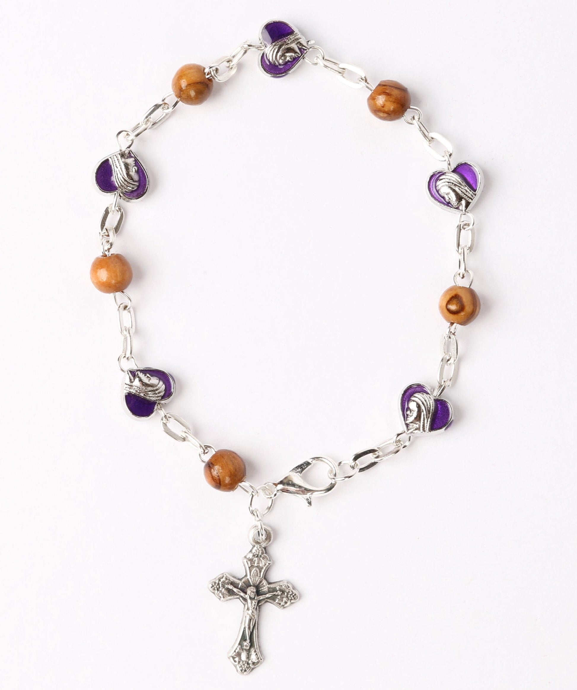 Olive Wood Bracelet_ Purple Hearts