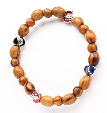 Olive Wood Bracelet_ 4 colours Hearts